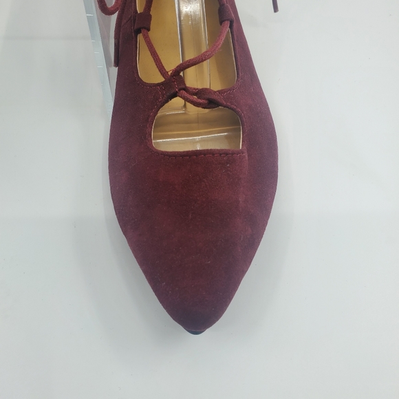 Laundry List Burgundy Suede Lace Up Pointed Toe Flats in a size 10 or 40 NWOT - Picture 6 of 10